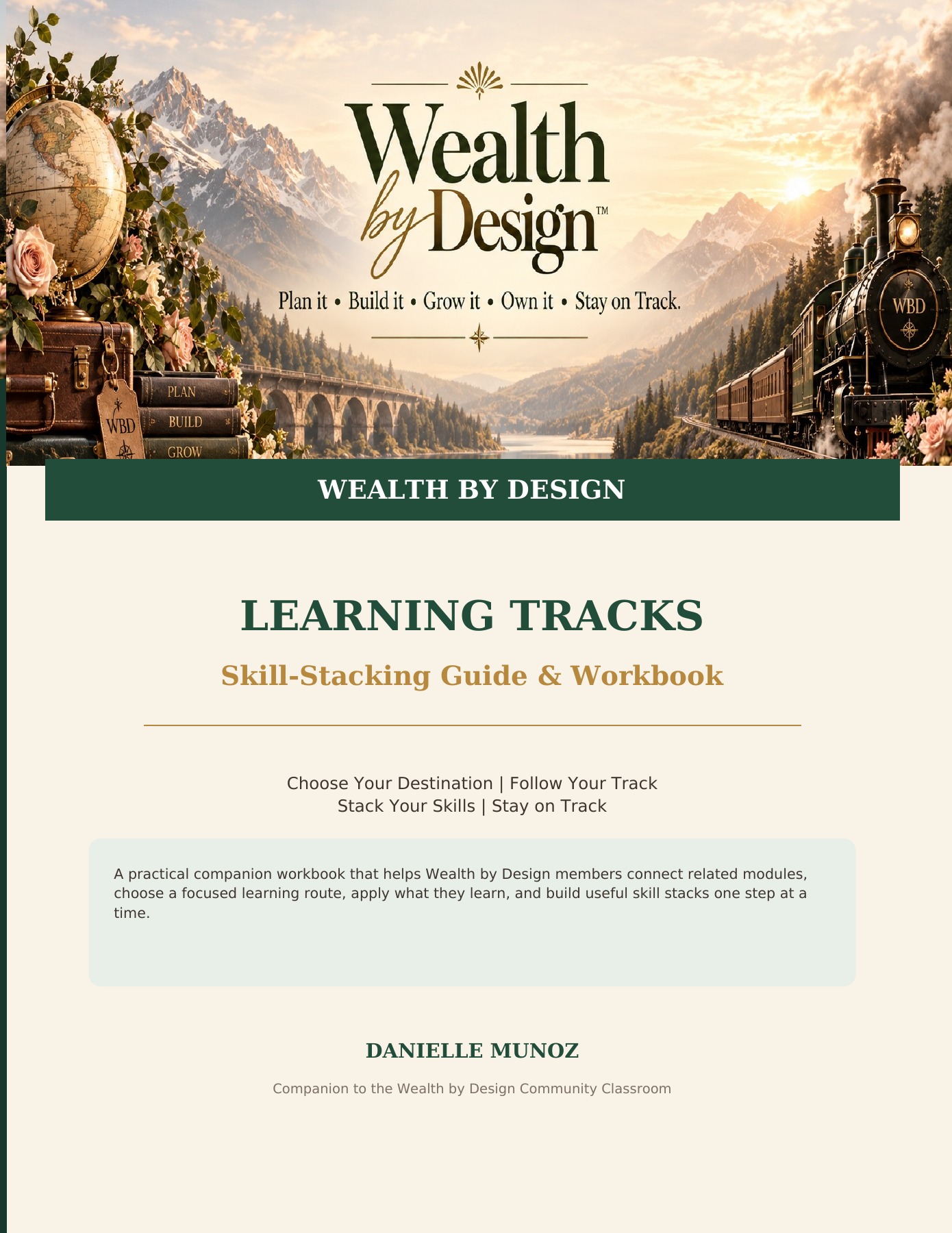 Wealth by Design Learning Tracks Skill-Stacking Guide and Workbook cover